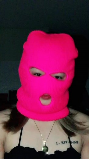 Unique Style with a Pink Knitted Mask