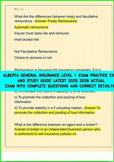 ALBERTA GENERAL INSURANCE LEVEL 1 EXAM PRACTICE EXAM AND STUDY GUIDE LATEST 2025 2026 ACTUAL EXAM WI