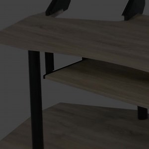 Acme Furniture Eleazar 40 in. Curve Natural Oak Metal Music Recording Studio Computer Desk 92897