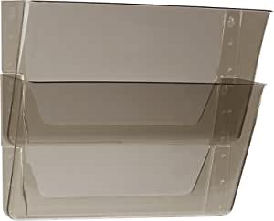 Storex Legal-Size Wall Pocket – Snap & Stack Plastic File Organizer, Mounting Hardware Included, Smoke, Set of 2 (70215F06C)