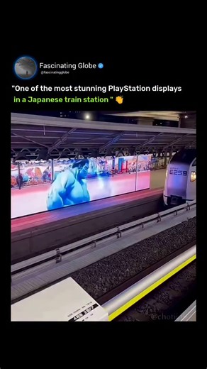 Fascinating Globe on Instagram: "The most stunning PlayStation display in a Japanese train station was at JR Ryogoku Station in Tokyo, featuring a viral campaign where a giant "Demon Sumo Wrestler" seemed to physically stop an approaching train with his bare hands, blending traditional sumo culture with hyper-realistic digital art and perspective tricks to promote the PS5. This massive digital installation used synchronized LED screens to create an immersive, viral moment as part of Sony's "It H