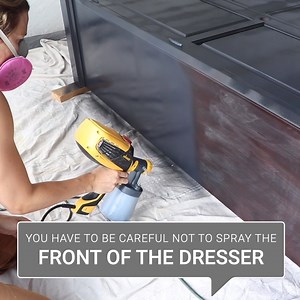 6.5K reactions · 319 shares | I chose a huge Gentleman's Chest from my bedroom for this furniture makeover. I've been putting this one off for a while because it's so big. I decided to use my Wagner Painting sprayer to make the job go faster and go for a smooth, moody black finish. I'll be giving you lots of tips for using a paint gun sprayer if you are a beginner. It's not as hard as you might think. | Pretty Distressed | Facebook