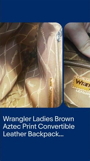 Wrangler Ladies Brown Aztec Print Convertible Leather Backpack WG219-9112CF