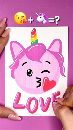 SO CUTE 😱 Kissy Unicorn Emoji Mix 😘🦄 | Draw Along Art #shorts