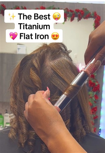 I love using my titanium flat iron. He creates the most beautiful #curls and make sure my clients hair lasts all night. You can get this #flatiron in the shoppable link in this video.