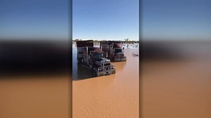 Bogged cattle trucks in south-west Queensland