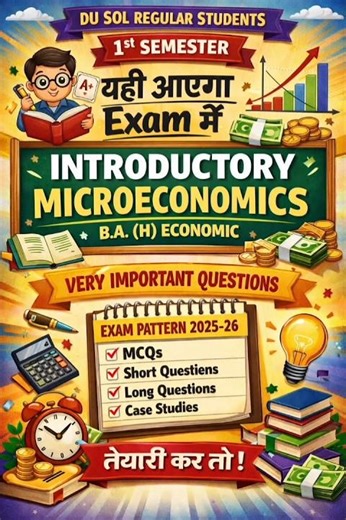 DU SOL 1st Semester Microeconomics Important Questions 2026 | Yahi Aayega Exam Mein! 🎯