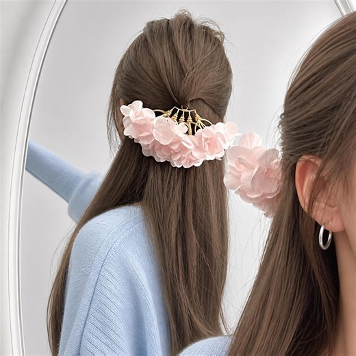 Pink Floral Hair Pins, Bridal Flower Hair Clips, Wedding Hair Accessories, Romantic Blossom Hair Pins, Boho Bride Hairpiece Set - Etsy