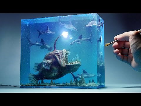 How To Make Deep Sea Fish and Hammerhead Sharks Diorama / Polymer Clay / Epoxy resin