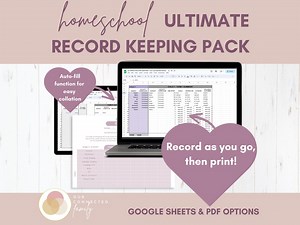 Homeschool RECORD KEEPING Planner, Google Spreadsheet Ultimate Homeschool Record Keeping Pack Template - Etsy