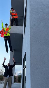 Construction worker pranks boss with a dummy over balcony Please be advised that this page’s videos are intended for entertainment purposes only. The videos on this page include scripted dramas, satires, parodies, magic tricks, pre-recorded videos, and other forms of entertainment. Names, characters and incidents are often the product of the director’s imagination, so any resemblance to actual persons or actual events is purely coincidental.This original video was produced by Rick Lax Production