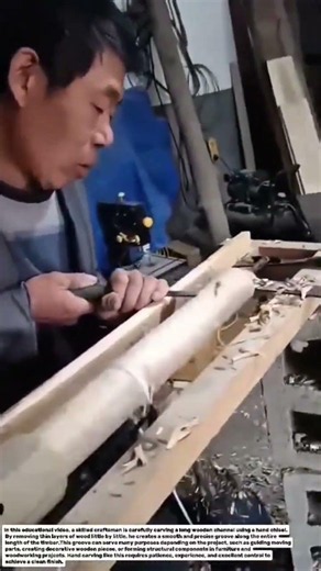 Amazing Wood Carving Process! Handcrafting a Long Wooden Channel with Traditional Chisel Skills.