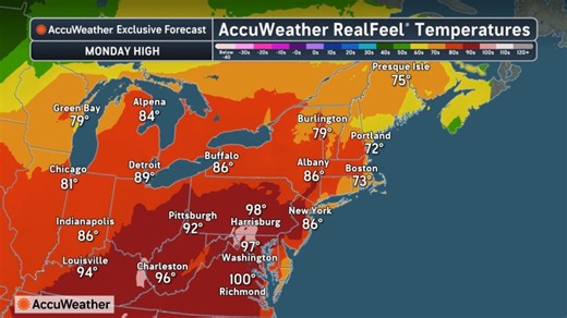 Summerlike heat, humidity to engulf much of East with AccuWeather RealFeel® Temperatures nearing 100F