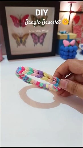 DIY bangle bracelet using rubber band 🌼 #diy #shorts #easycraft #rubberband #craftideas #handmade