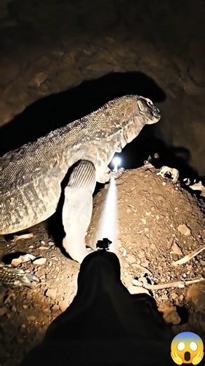 Camera Mounted on a Komodo Dragon 🐉 | Exploring a Hidden Burrow#shorts