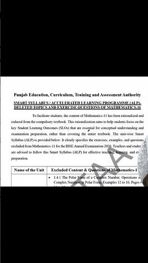 Smart Syllabus 2025 11th Math | Official Changes You MUST Know 💯 #PunjabBoard