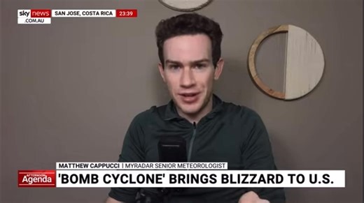 MyRadar senior meteorologist Matthew Cappucci made an overnight appearance on SkyNews Australia for their afternoon bulletin, which was hosted — for the first time — by his friend Jack Nyhof. Here’s a breakdown of the “bomb cyclone” and blue norther that hit much of the U.S.: | MyRadar Weather Radar