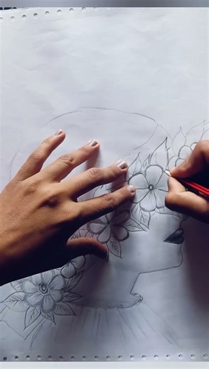 cute girl with flower bouquet | pencil drawing/pencil sketch | how to draw a girl with flowers |