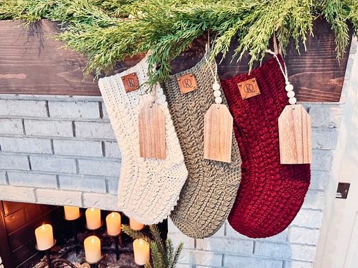 285K views · 2.3K reactions | The Festive Wheat Stitch™ Crochet Stocking Pattern is all snuggly wheat-textured magic meets holiday chic. Grab your hook, fluff up some yarn, and get the pattern to make your own! | Briana K | Facebook