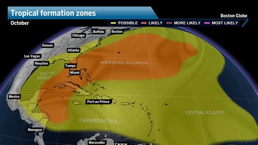 October hurricane surge predicted as more systems surface in the Atlantic - The Boston Globe