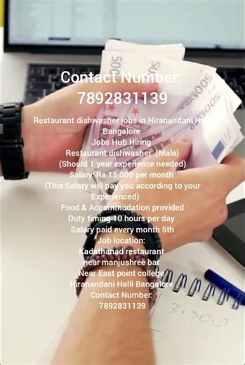 Restaurant dishwasher jobs in Hiranandani Halli Bangalore