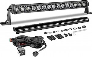 20 Inch Single Row LED Light Bar 105W Black Series Slim Light Kit w/Wiring Harness Black Cover Offroad Driving Light Front Bumper Grille Lights Bar for Trucks Pickup SUV UTV ATV Toyota GMC