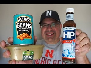 An American Tries Beans on Toast for the first time (Part 2)...with butter, HP sauce and cheese!