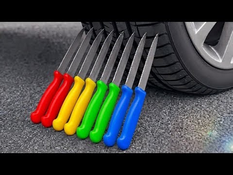 🚗💥 CAR VS KNIVES 🔪 | Crushing Bottles, Balloons & More | CRAZY CRUNCHY ASMR