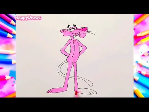 ​How to Draw a Pink Panther Cartoon 🎨 Easy Step by Step Drawing for Kids