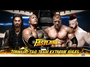WWE 2k16 - The Rock & Roman Reigns vs.Triple H & Sheamus Tornado Tag Team Extreme Rules 2015 (PS4)