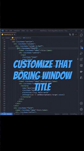 How to customize your window title #vscode #programming #code