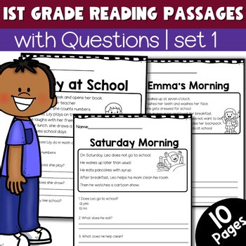 Daily Routine Reading Passages | 1st Grade Reading Comprehension Passages set 1