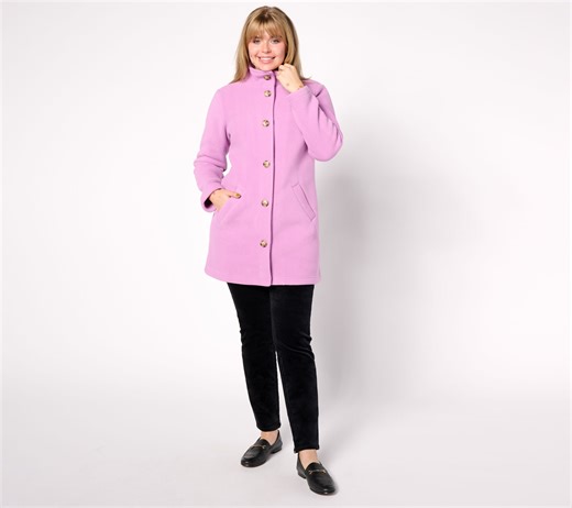 Denim & Co. Adaptive Button Fleece Bonded w/ Sherpa Jacket - QVC.com