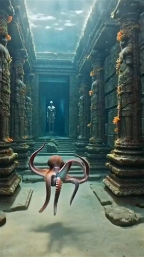 Octopus POV Explores Pacific Cave and Uncovers Ancient Sunken Temple | Underwater Mystery#shorts