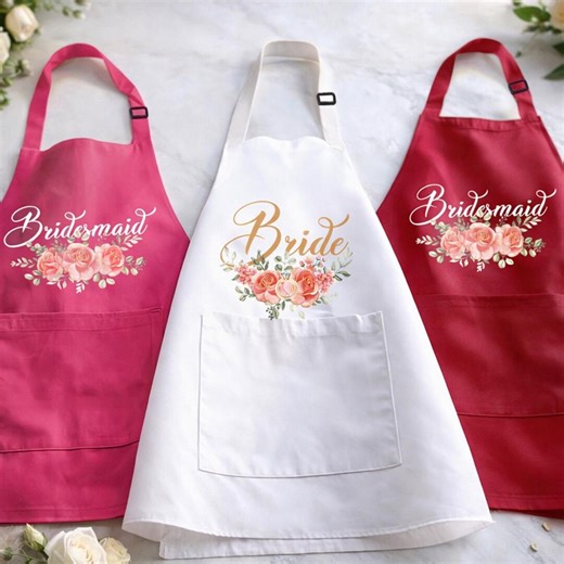 Bridal Shower Aprons, Bridesmaid Apron, Bachelorette Party Gift for Bride Bridesmaids, Wedding Ceremony Gift for Her - Etsy