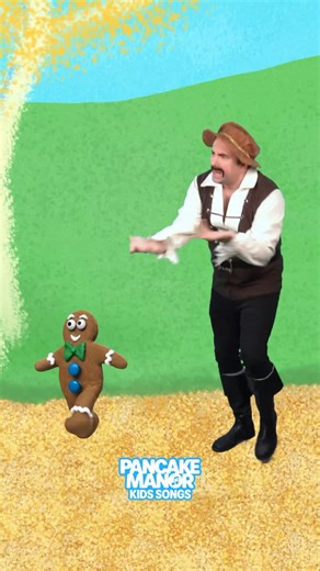 Pancake Manor for Kids! on Instagram: "Filming Billy’s “stretching man” in our Gingerbread Man video was a career highlight for me (Reb). His run is one of a kind. 😂 Full video on our YT channel! #pancakemanor #kidsmusic #kidssongs #preschool #kindergarten #preschoolteacher #preschoolsongs #kidsvideos #gingerbreadman #nurseryrhymes"