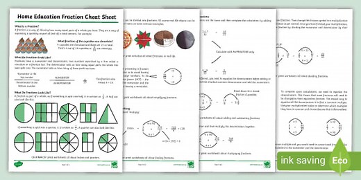 Home Education Fraction Cheat Sheet