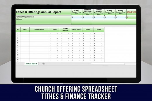 Church Offering Excel Template: Tithes & Finance Tracker (digital Download) - Etsy