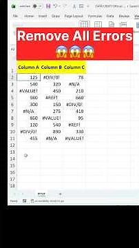 Remove all Excel Errors | How to Remove Error in Excel #shorts