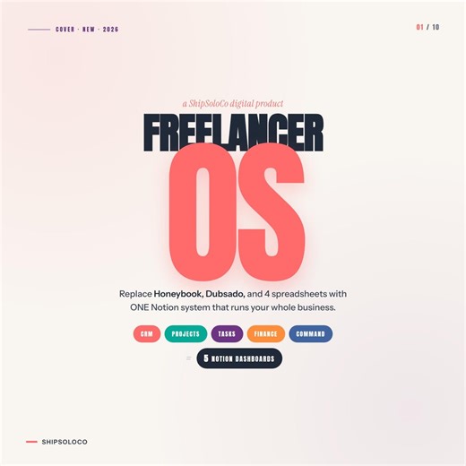 Freelancer OS Notion Template Bundle 5 Dashboards Client CRM Project Tracker Finance Task Manager for Solopreneurs Instant Download - Etsy