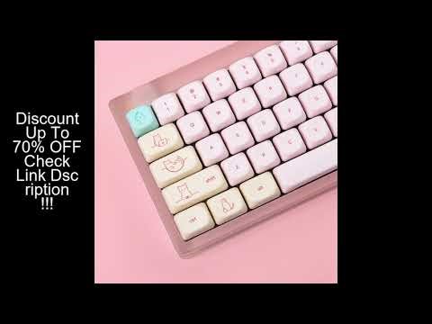 128 keys Cute Cat Keycaps PBT Sublimation Moa Ball Cap Pink Minimalist Small Font Mechanical Keyboar