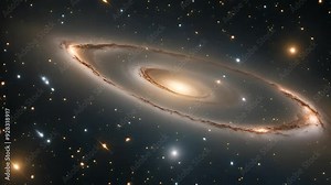 Radiant Galaxy Cluster with Spiral and Elliptical Galaxies in Space