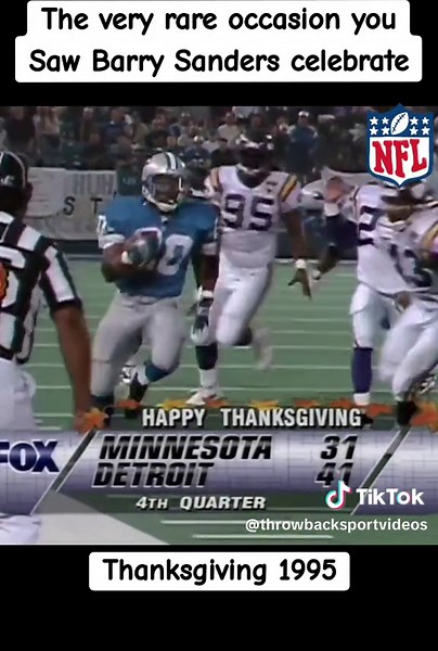 Barry Sanders' Rare Touchdown Celebration: Thanksgiving 1995