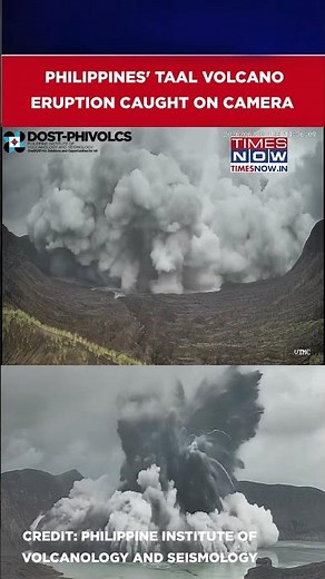 WATCH: Philippines' Taal Volcano Spews Massive Ash Plume, Triggers Huge Waves In Crater Lake #shorts