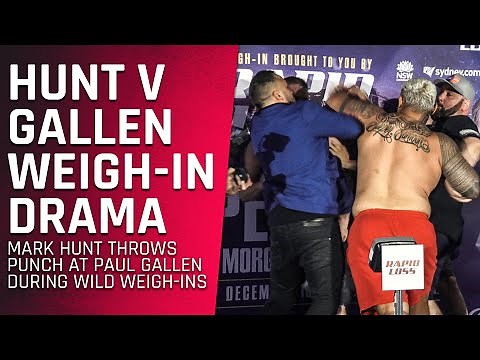Mark Hunt Throws Punch At Paul Gallen During Wild Weigh-Ins | Sydney Superfight