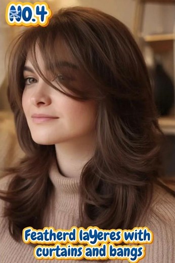 Best hair cut for square face shape #layers with curtains and bang#feather haircut #shagy haircut