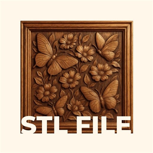 Butterfly and Flower STL File – Detailed Outdoor Relief Cut Design for CNC & 3D Printing | Commercial Use | Digital Download - Etsy