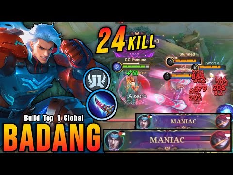 2x MANIAC + 24 Kills!! Powerful Offlane Badang Brutal DMG Build - Build Top 1 Global Badang ~ MLBB