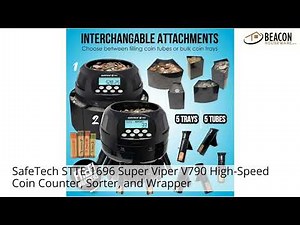 SafeTech STTE-1696 Super Viper V790 High-Speed Coin Counter Sorter and Wrapper