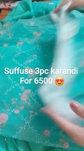 6.9K views · 72 reactions | Sold out alhamdullilah 路‍♀️ #suffusebysanayasir complete 3pc emb karandi with chiffon emb dupatta for 6500 only 03215010440勺李勺 To place order just whatsapp勺 | Arzoo palette | Facebook